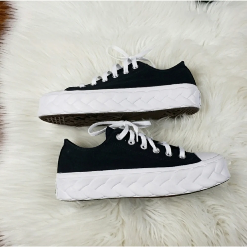 Converse Black and White Platform Low Top Sneakers